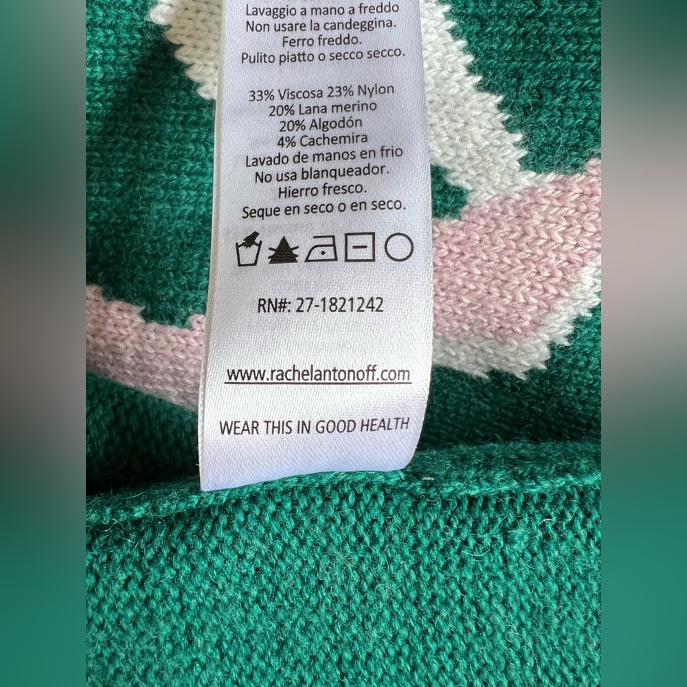 Rachel Antonoff $275 Cashmere-Wool Reproductive System Sweater Emerald 2X - Picture 8 of 8
